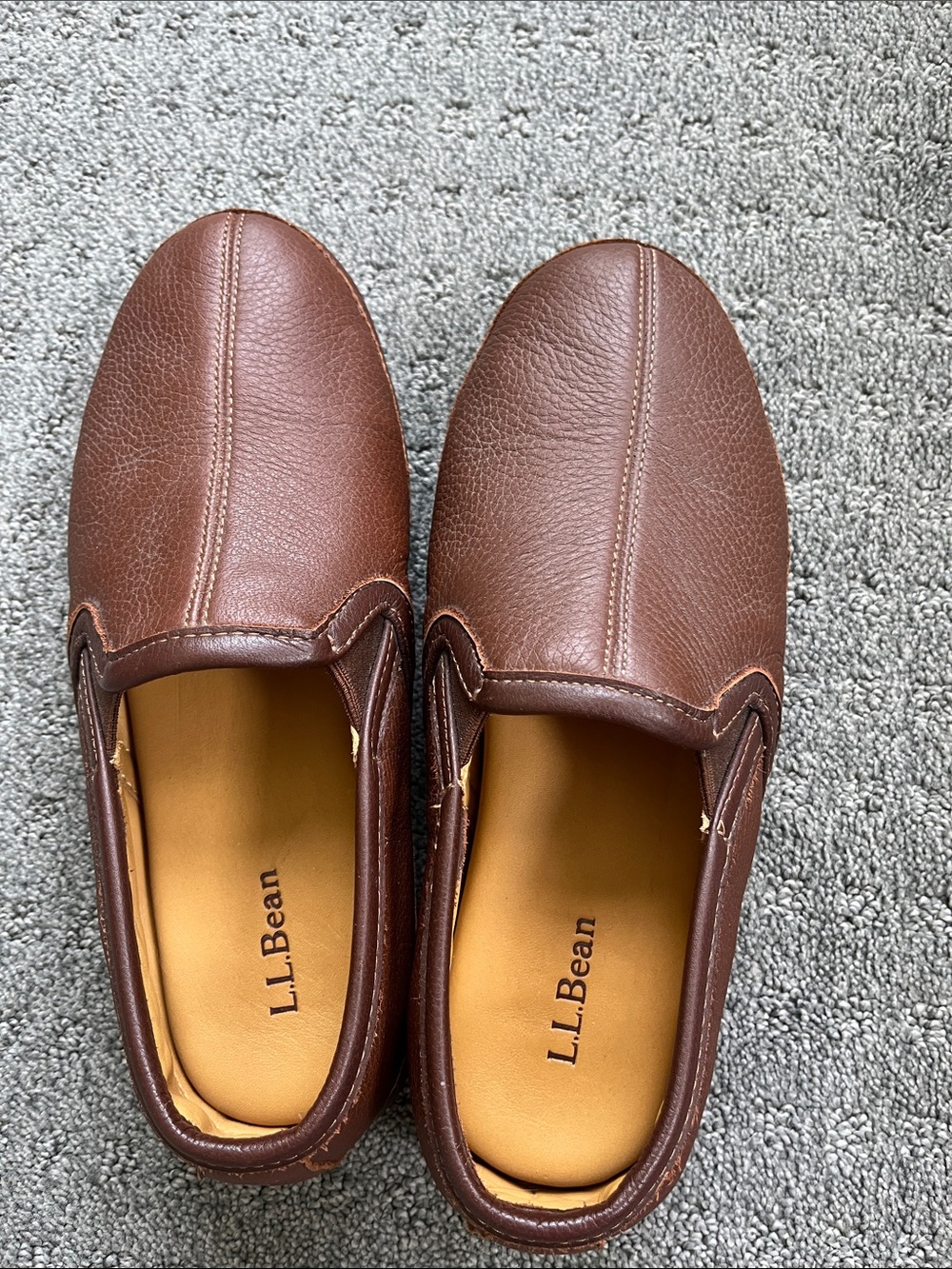 L.L. Bean Men’s Dark Brown Leather Slippers